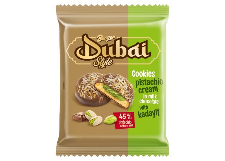 Dubai Style Pralines with very rich pistachio cream, kadayif cookie and milk chocolate